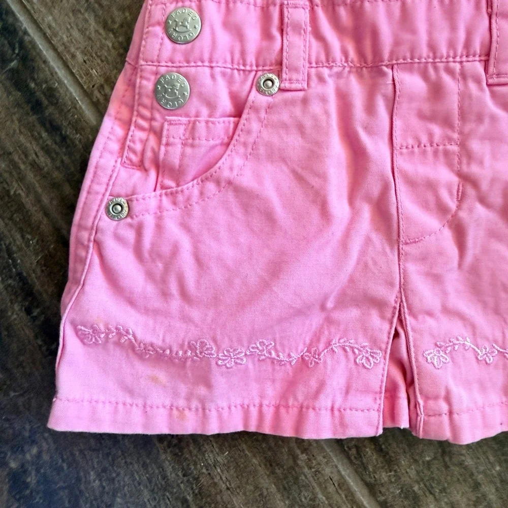 Faded Glory Baby Vintage Cottagecore Floral Embroidered Overall Dress,Pink, 0-3M